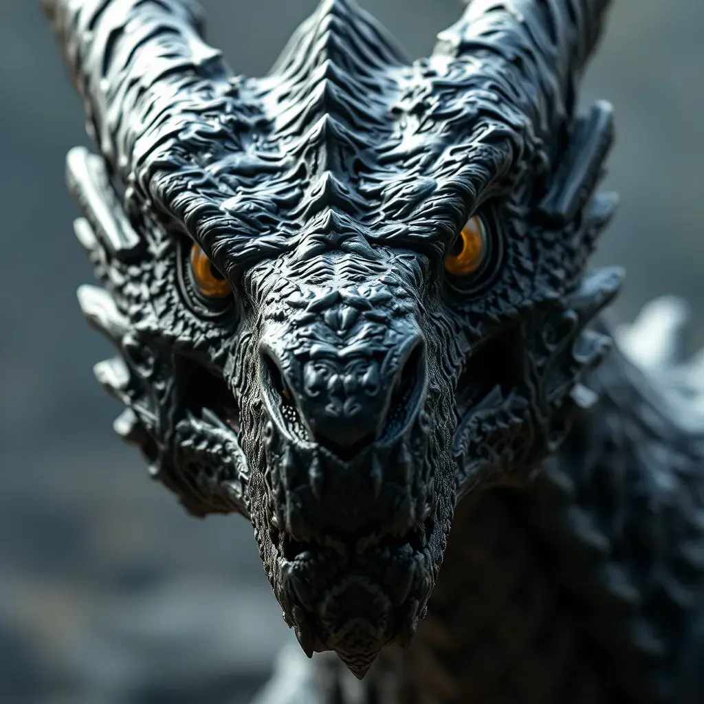 Closeup portrait of a fierce dragon from Game of Thrones, Highly Detailed, Sharp Focus, Volumetric Lighting