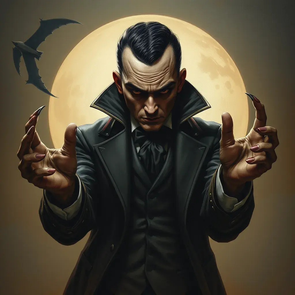 Gomez Addams, Intricate Artwork, Intricate Details, Half Body, Beautiful, Matte Painting, Sharp Focus, Portrait, Fantasy, Threatening by Stefan Kostic