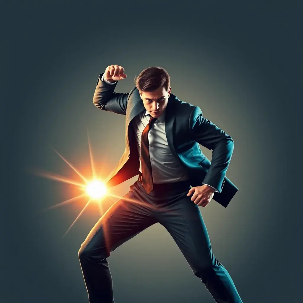 Design a compelling front page cover for the book, daring hero, in suit, Poster