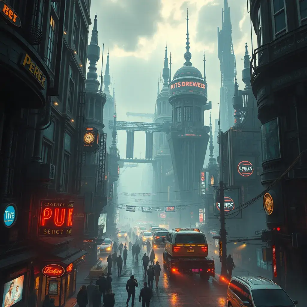 A fantasy cyberpunk city, Highly Detailed, Intricate Artwork, Cybernatic and Sci-Fi, Photo Realistic, Volumetric Lighting