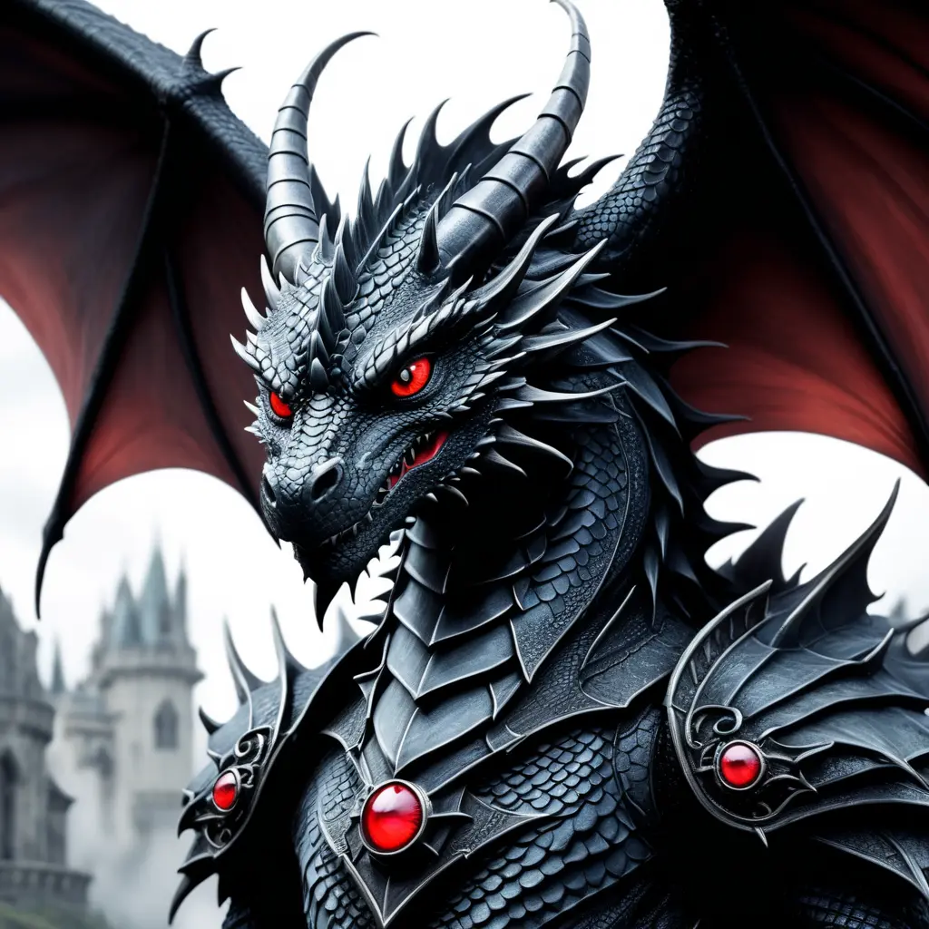 Dragon with red eyes, Gothic and Fantasy