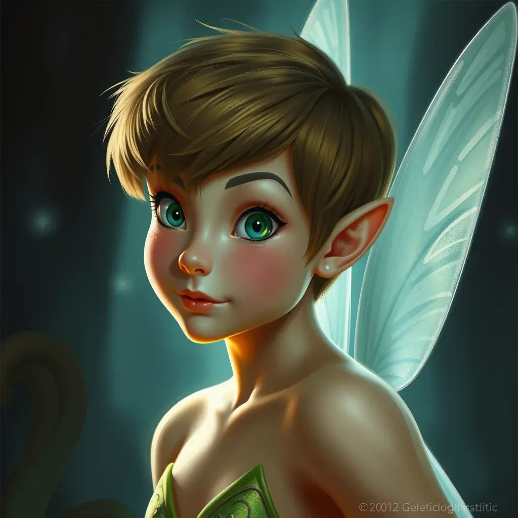 Matte portrait of Tinker Bell, Half Body, Beautiful, Matte Painting, Fantasy by Stefan Kostic