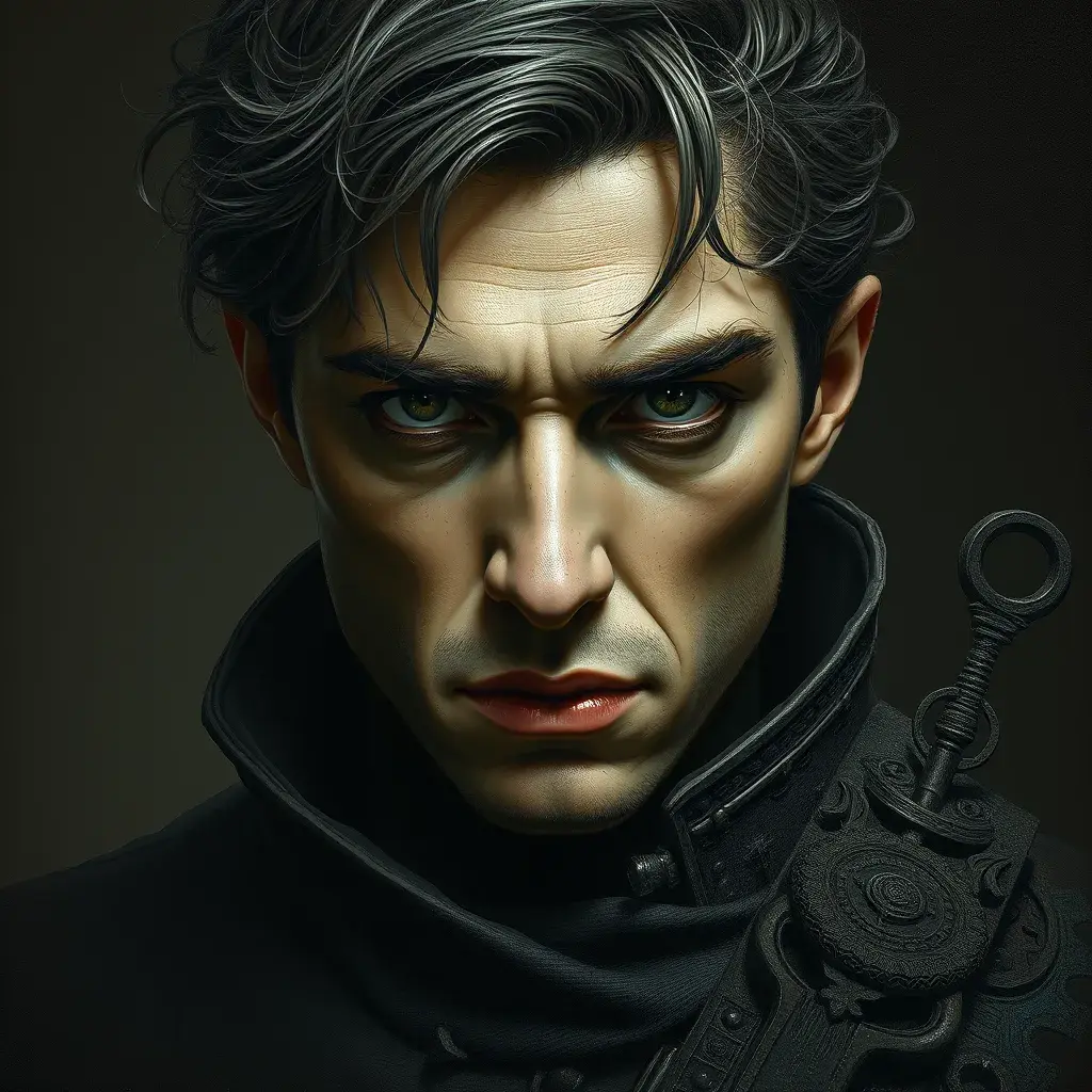 Charlie Chapman, Intricate Artwork, Intricate Details, Half Body, Beautiful, Matte Painting, Sharp Focus, Portrait, Fantasy, Threatening by Stefan Kostic