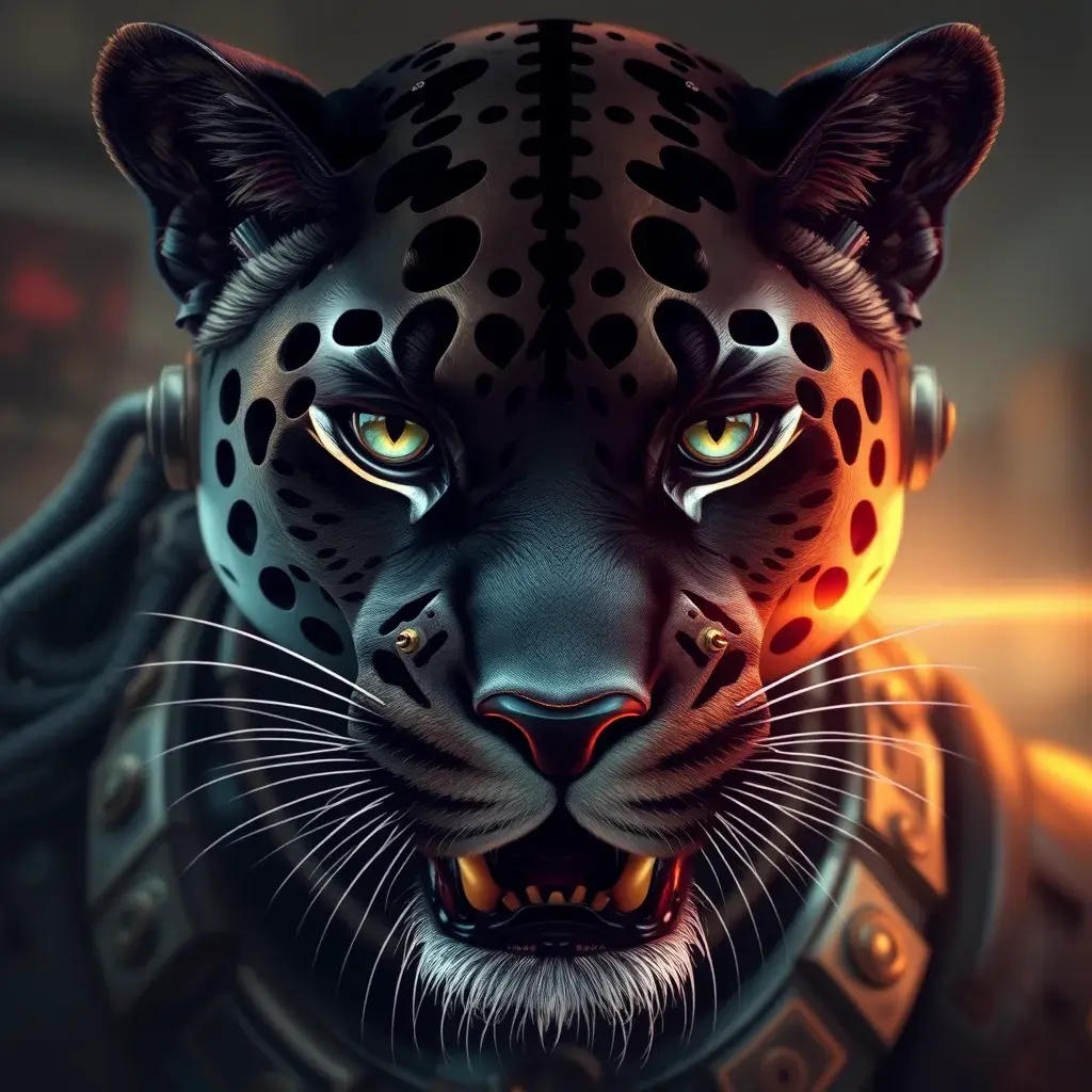 Steampunk portrait of a Panther, inspired by future technology, Highly Detailed, Steampunk by Stanley Artgerm Lau