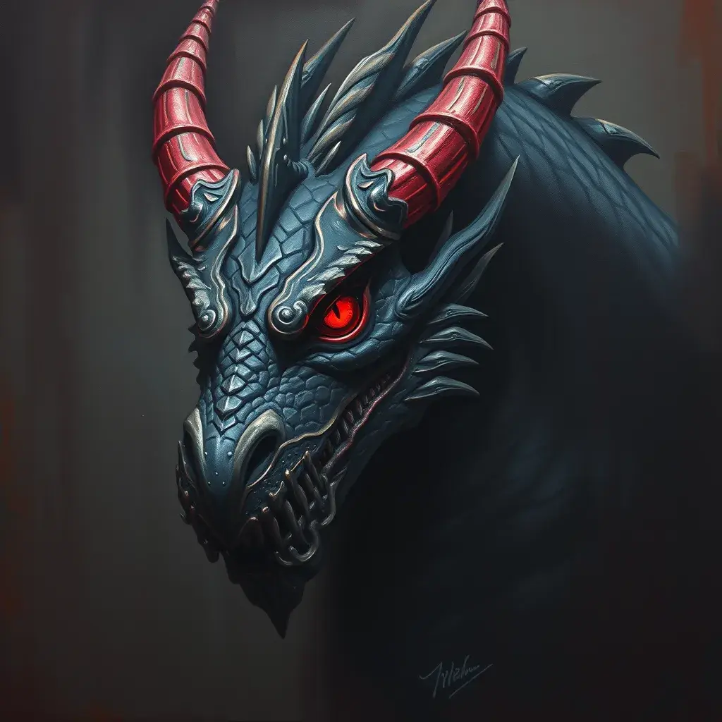 Dragon with red eyes, Gothic and Fantasy, Matte Painting