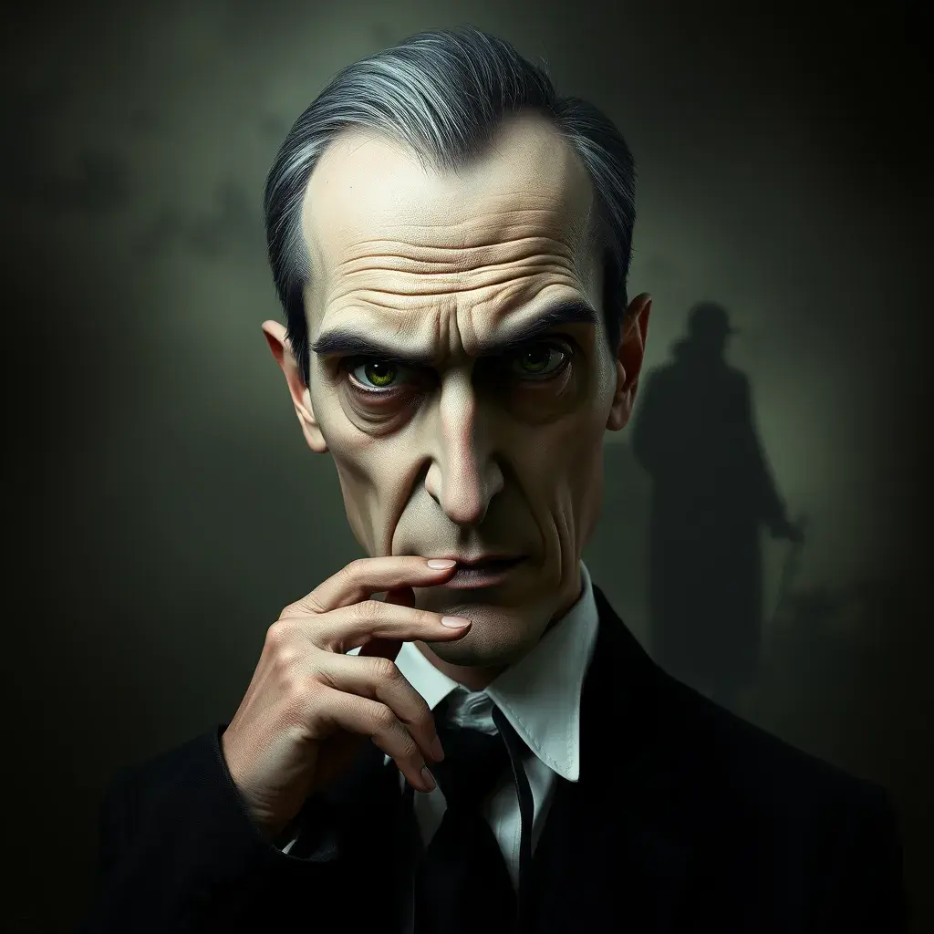 American Gothic Gomez Addams, Gothic and Fantasy, Half Body, Portrait, Threatening by Stefan Kostic