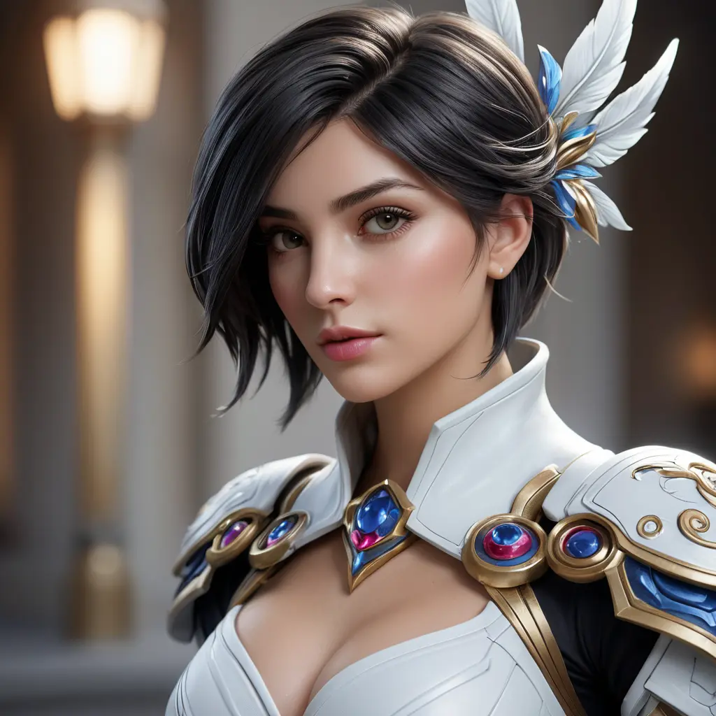 Alluring matte portrait of a beautiful Fiora from League of Legends in white, Highly Detailed, Intricate, Half Body, Realistic, Sharp Focus, Volumetric Lighting, Fantasy, Elegant by Stefan Kostic