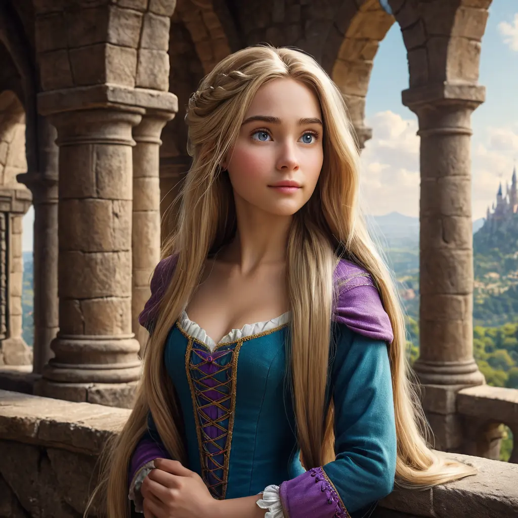 Matte portrait of Rapunzel inside a castle, Ultra Detailed, Half Body, Beautiful, Matte Painting, Sharp Focus, Portrait, Fantasy by Stefan Kostic