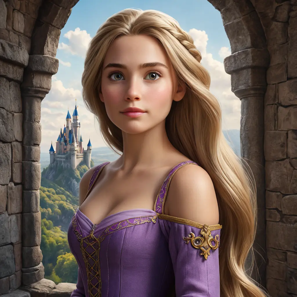 Matte portrait of Rapunzel inside a castle, Ultra Detailed, Half Body, Beautiful, Matte Painting, Sharp Focus, Portrait, Fantasy by Stefan Kostic