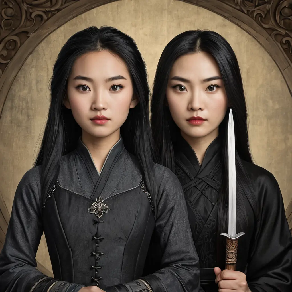 American Gothic Mulan, Gothic and Fantasy, Half Body, Portrait, Threatening