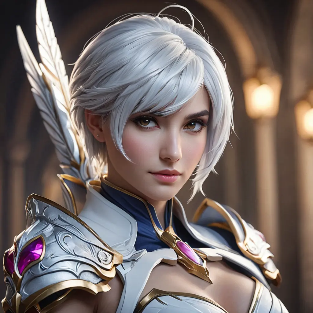 Alluring matte portrait of a beautiful Fiora from League of Legends in white, Highly Detailed, Intricate, Half Body, Realistic, Sharp Focus, Volumetric Lighting, Fantasy, Elegant by Stefan Kostic