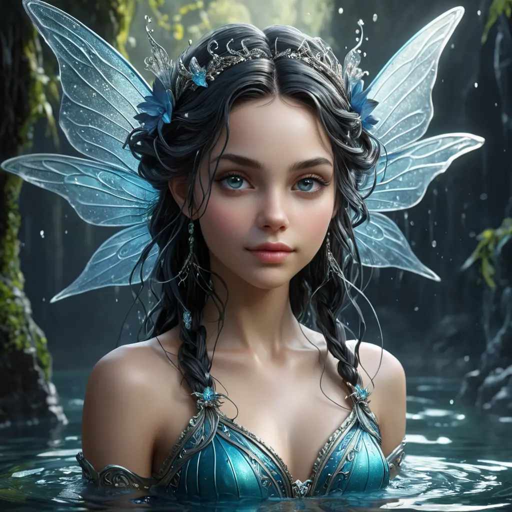 Portrait of a beautiful female water fairy, Highly Detailed, Intricate, Gothic and Fantasy, Epic, Digital Painting, Realistic, Smooth, Volumetric Lighting, Concept Art, Elegant