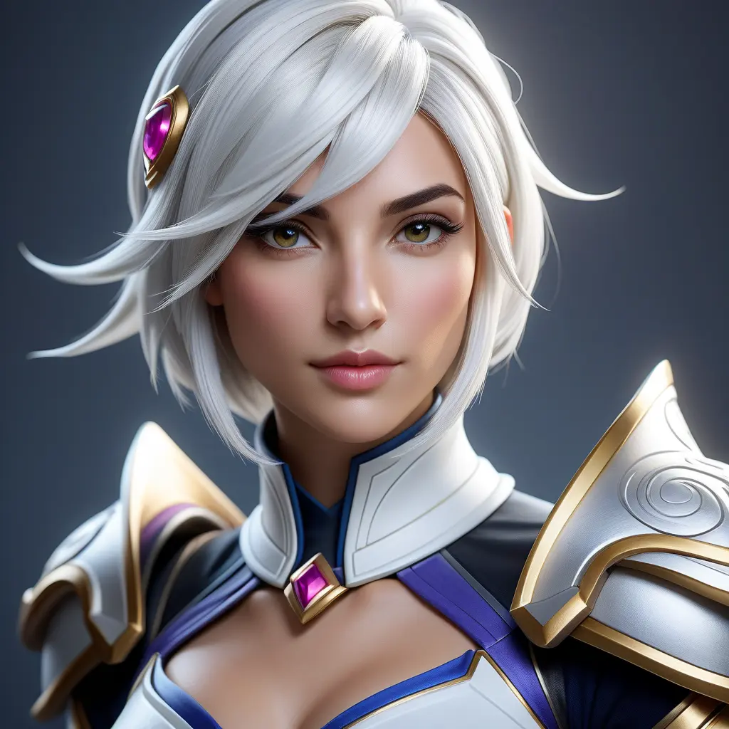 Alluring matte portrait of a beautiful Fiora from League of Legends in white, Highly Detailed, Intricate, Half Body, Realistic, Sharp Focus, Volumetric Lighting, Fantasy, Elegant by Stefan Kostic