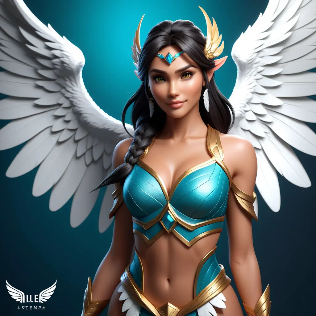 Alluring matte portrait of a beautiful Nidalee with wings, 8k, Highly Detailed, Intricate, Half Body, Realistic, Sharp Focus, Volumetric Lighting, Fantasy, Elegant by Stanley Artgerm Lau, WLOP