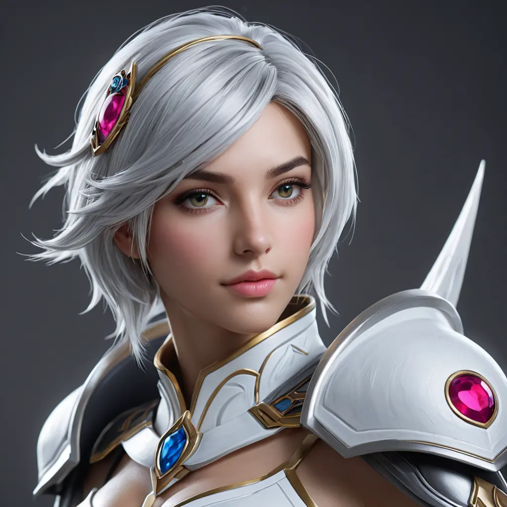 Alluring matte portrait of a beautiful Fiora from League of Legends in white, Highly Detailed, Intricate, Half Body, Realistic, Sharp Focus, Volumetric Lighting, Fantasy, Elegant by Stefan Kostic