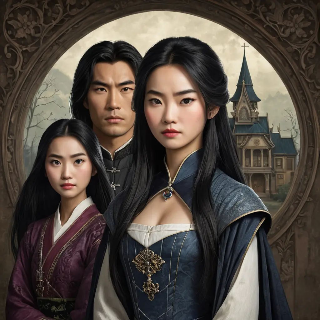 American Gothic Mulan, Gothic and Fantasy, Half Body, Portrait, Threatening