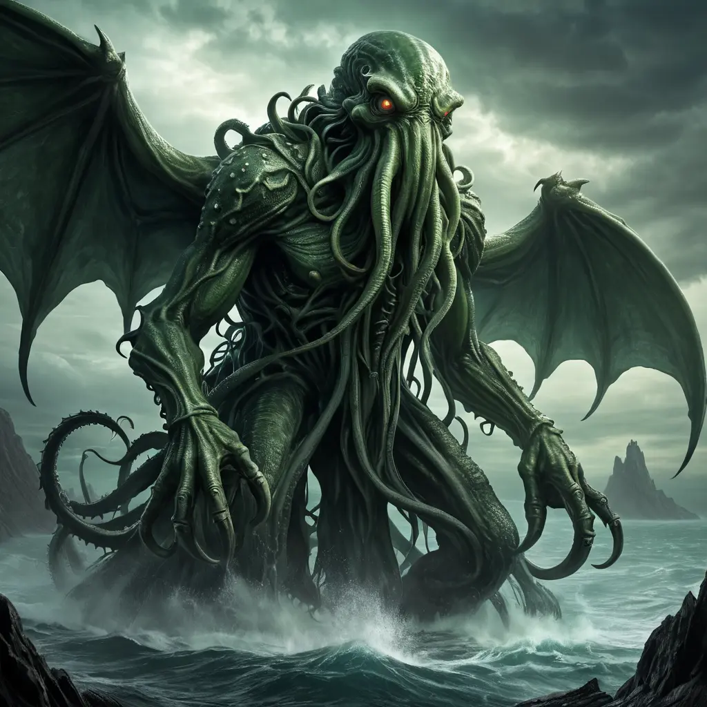 Cthulhu monster, Eldritch, Fantasy, Apocalyptic, Doom, Dreadful, Forbidding, Frightful, Harrowing, Ominous, Shocking, Terrifying, Threatening, Unnerving