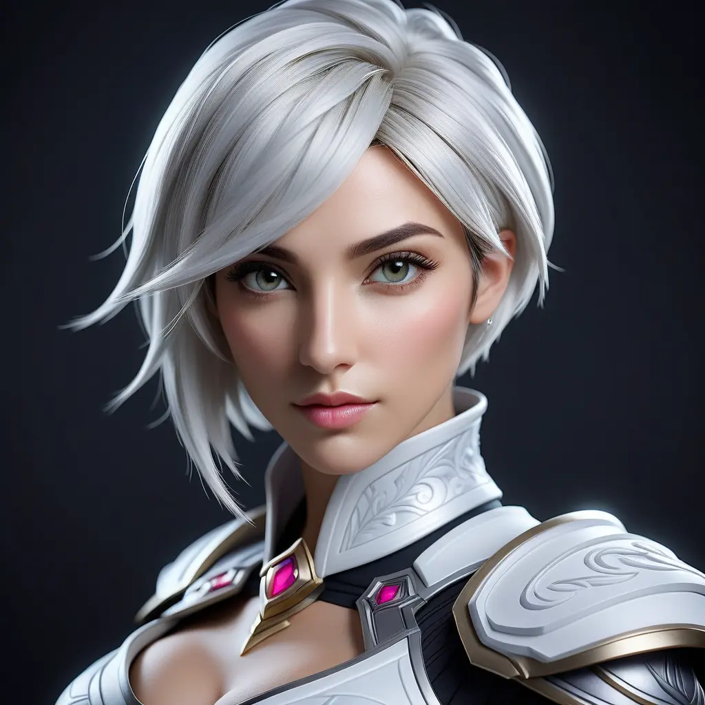 Alluring matte portrait of a beautiful Fiora from League of Legends in white, Highly Detailed, Intricate, Half Body, Realistic, Sharp Focus, Volumetric Lighting, Fantasy, Elegant by Stefan Kostic