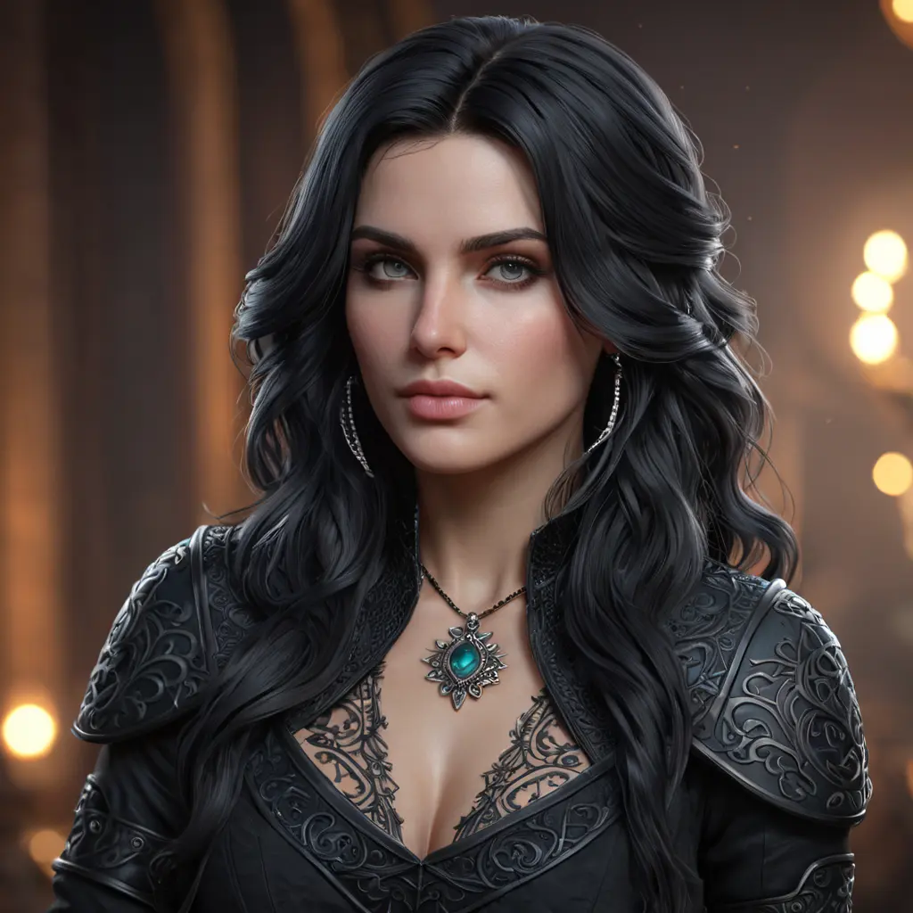 Matte portrait of Yennefer with tattoos, 8k, Highly Detailed, Alluring, Artstation, Bokeh effect, Sharp Focus, Volumetric Lighting, Concept Art by Stanley Artgerm Lau, Greg Rutkowski