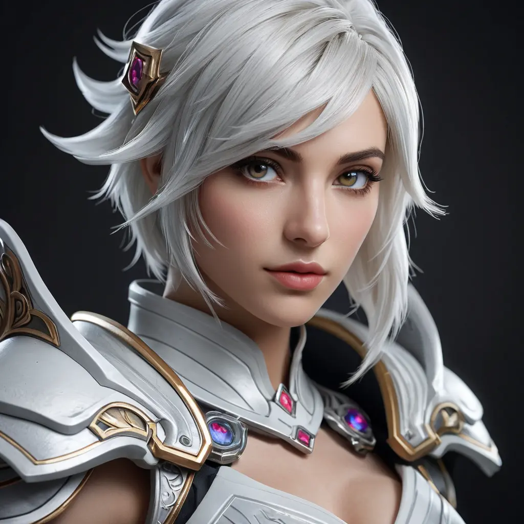 Alluring matte portrait of a beautiful Fiora from League of Legends in white, Highly Detailed, Intricate, Half Body, Realistic, Sharp Focus, Volumetric Lighting, Fantasy, Elegant by Stefan Kostic