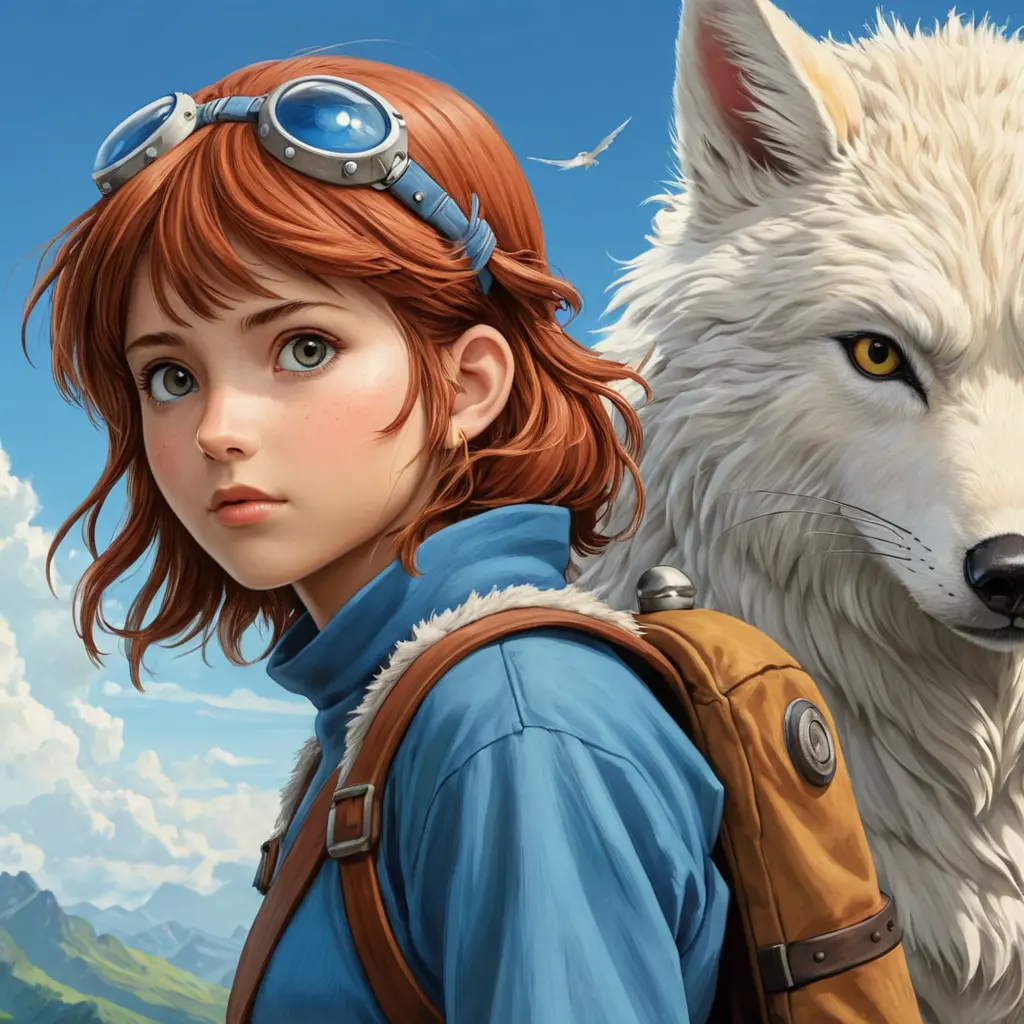 princess nausicaa and princess mononoke, Highly Detailed, Beautiful, Digital Painting, Anime, Fantasy by Studio Ghibli