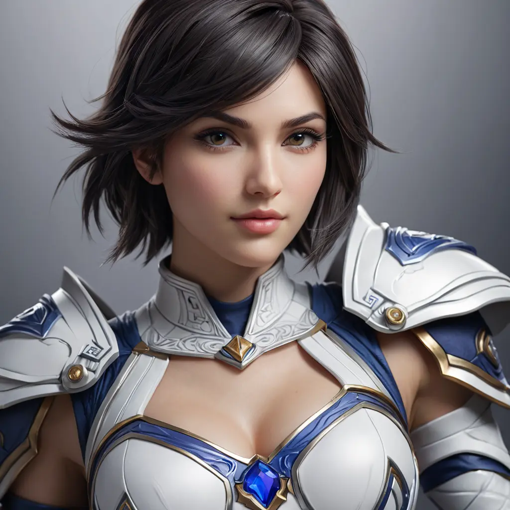 Alluring matte portrait of a beautiful Fiora from League of Legends in white, Highly Detailed, Intricate, Half Body, Realistic, Sharp Focus, Volumetric Lighting, Fantasy, Elegant by Stefan Kostic