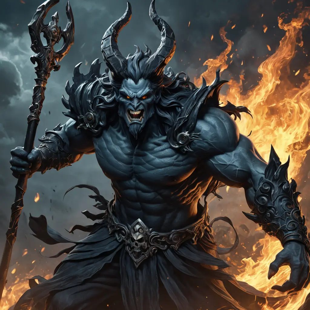 A fierce Hades, god of the underworld, Highly Detailed, Hyper Detailed, Powerful, Artstation, Vintage Illustration, Digital Painting, Sharp Focus, Smooth, Concept Art