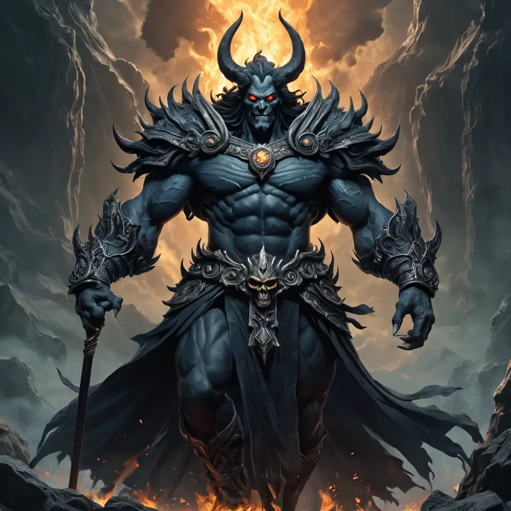 A fierce Hades, god of the underworld, Highly Detailed, Hyper Detailed, Powerful, Artstation, Vintage Illustration, Digital Painting, Sharp Focus, Smooth, Concept Art