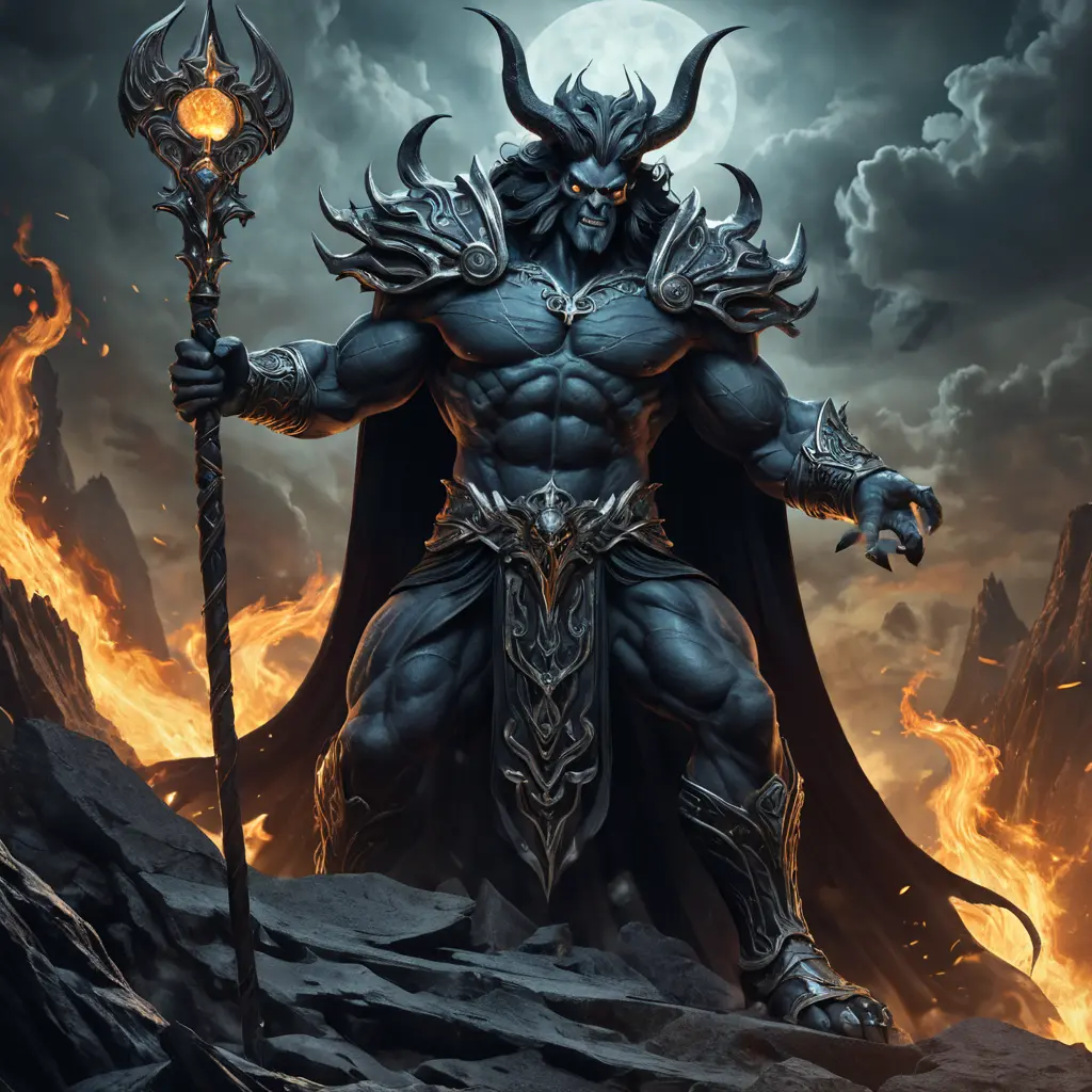 A fierce Hades, god of the underworld, Highly Detailed, Hyper Detailed, Powerful, Artstation, Vintage Illustration, Digital Painting, Sharp Focus, Smooth, Concept Art