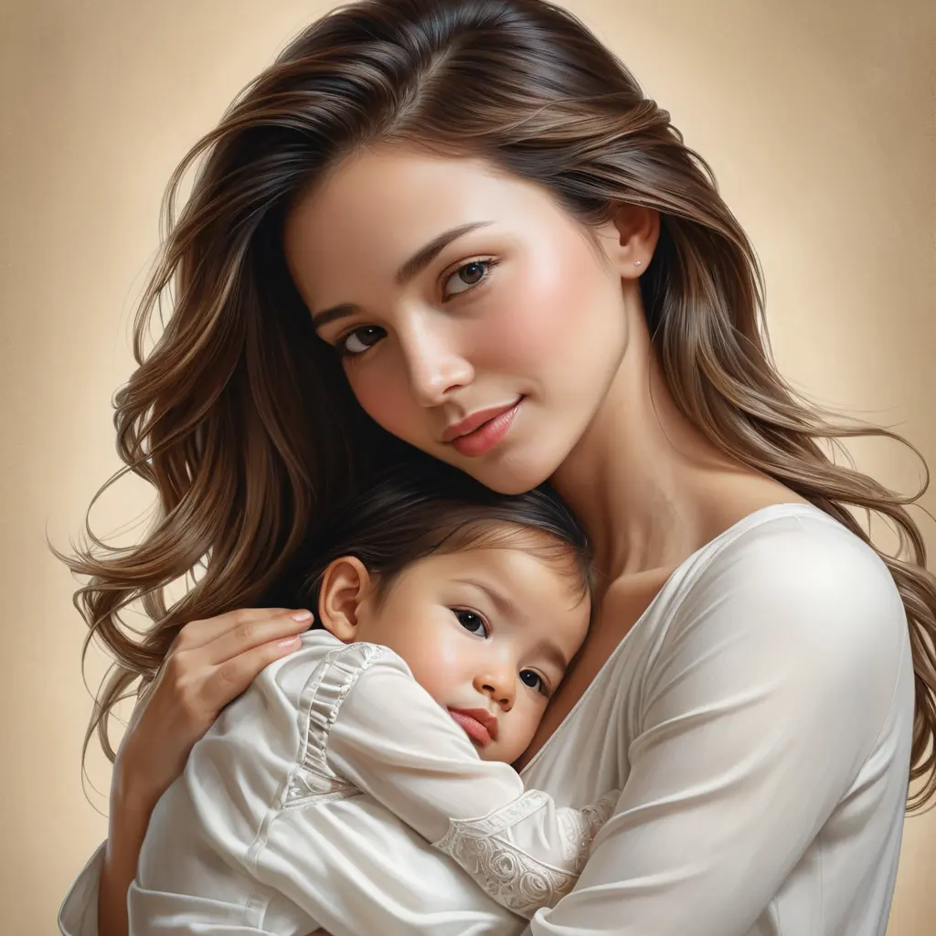 a loving woman embracing her child, Highly Detailed, Half Body, Gorgeous, Stunning, Elegant by Stanley Artgerm Lau