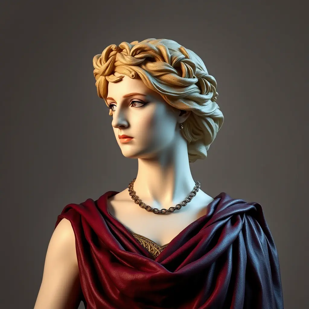 Classical Roman matron with laurel wreath, Highly Detailed, Half Body, Gorgeous, Stunning, Elegant