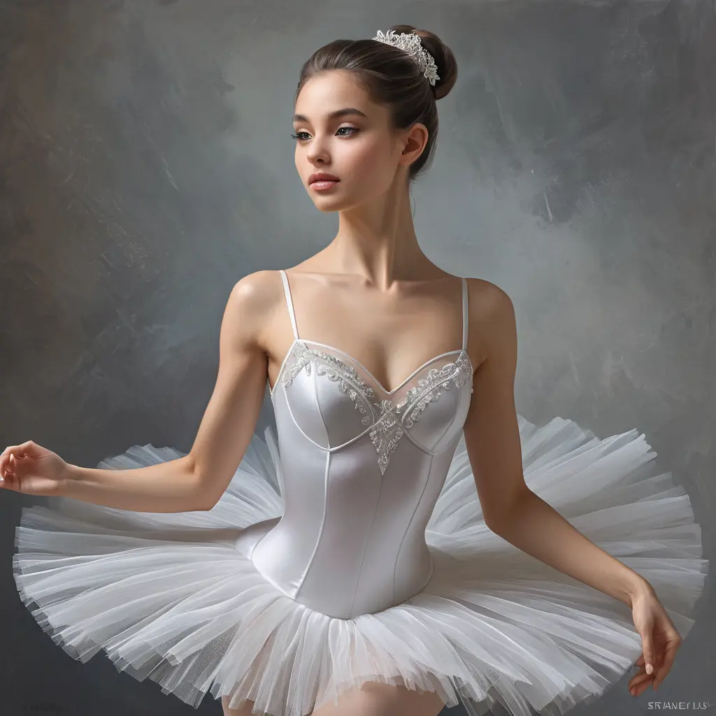 ethereal ballerina, graceful lines, gossamer tutu, and an expression of serene beauty, Highly Detailed, Half Body, Gorgeous, Stunning, Elegant by Stanley Artgerm Lau, Stefan Kostic