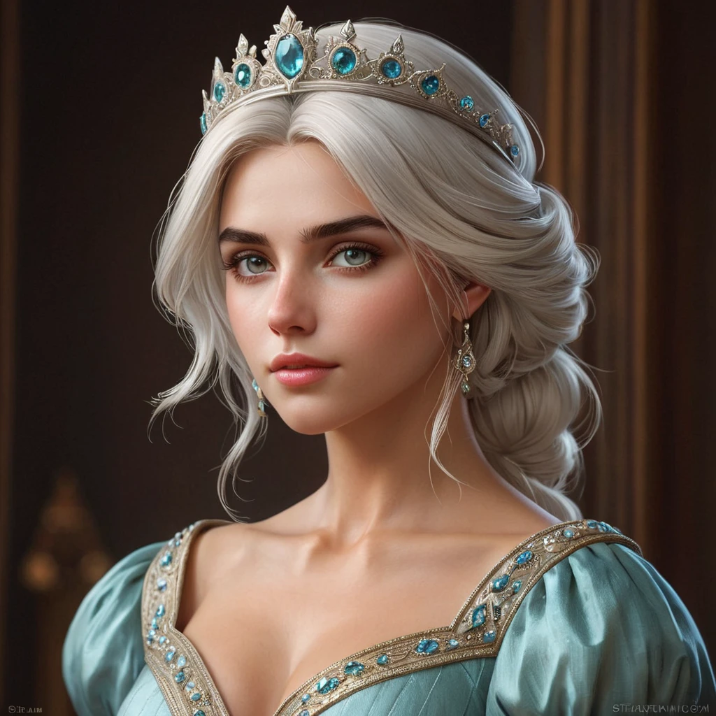 Ciri, the beauty, with a elegant gown and a tiara