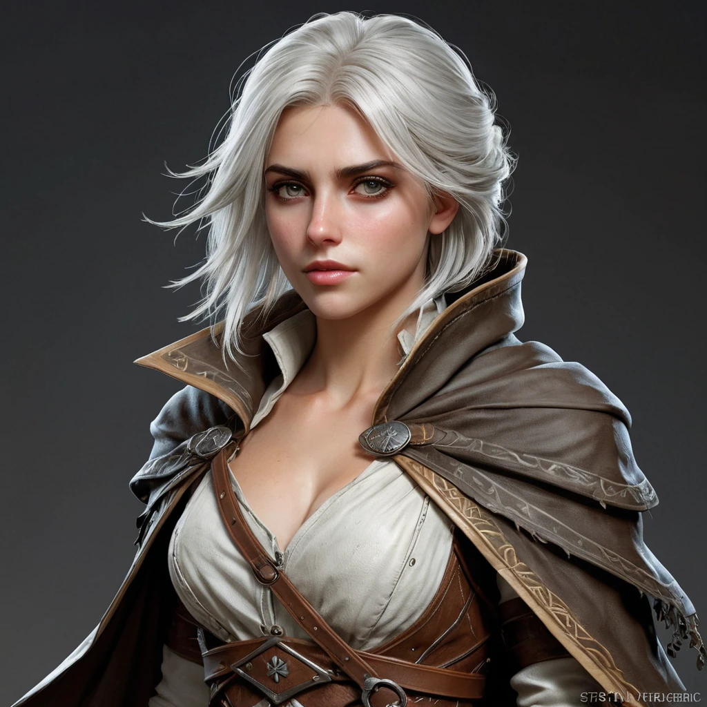 Ciri, the wild child, with a feral look and a torn and tattered cloak