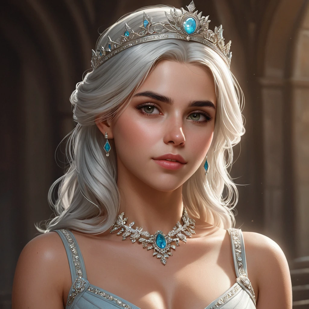 Ciri, the beauty, with a elegant gown and a tiara