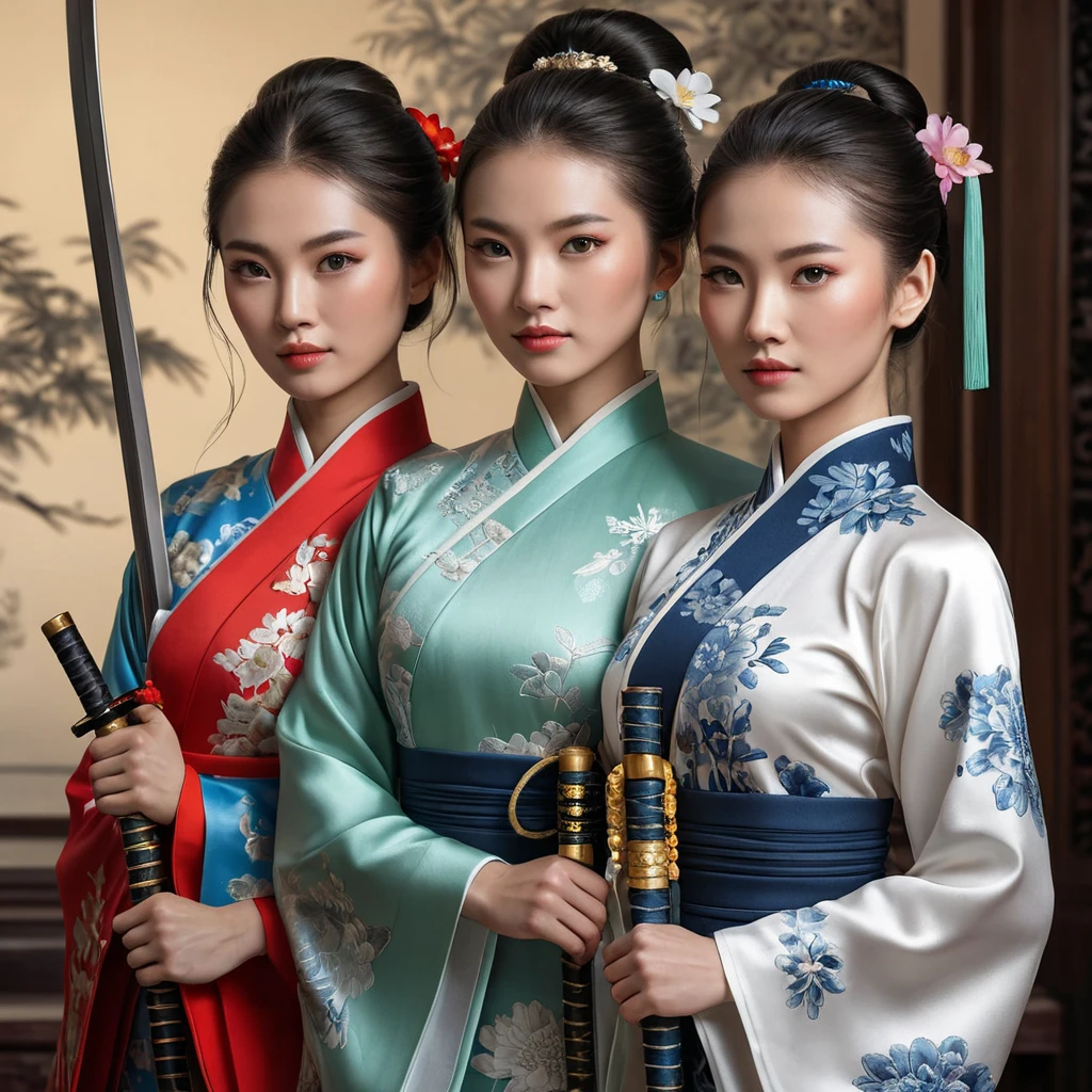 Shao Jun's Chinese warrior sister, with a traditional qipao and a pair of katanas