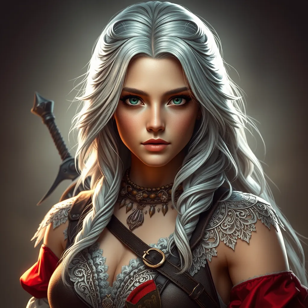 Alluring full body portrait of a beautiful Ciri in Witcher 3 style