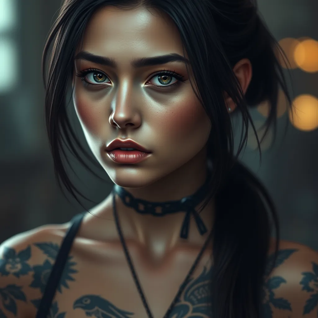 Matte portrait of Cassandra Cain with tattoos