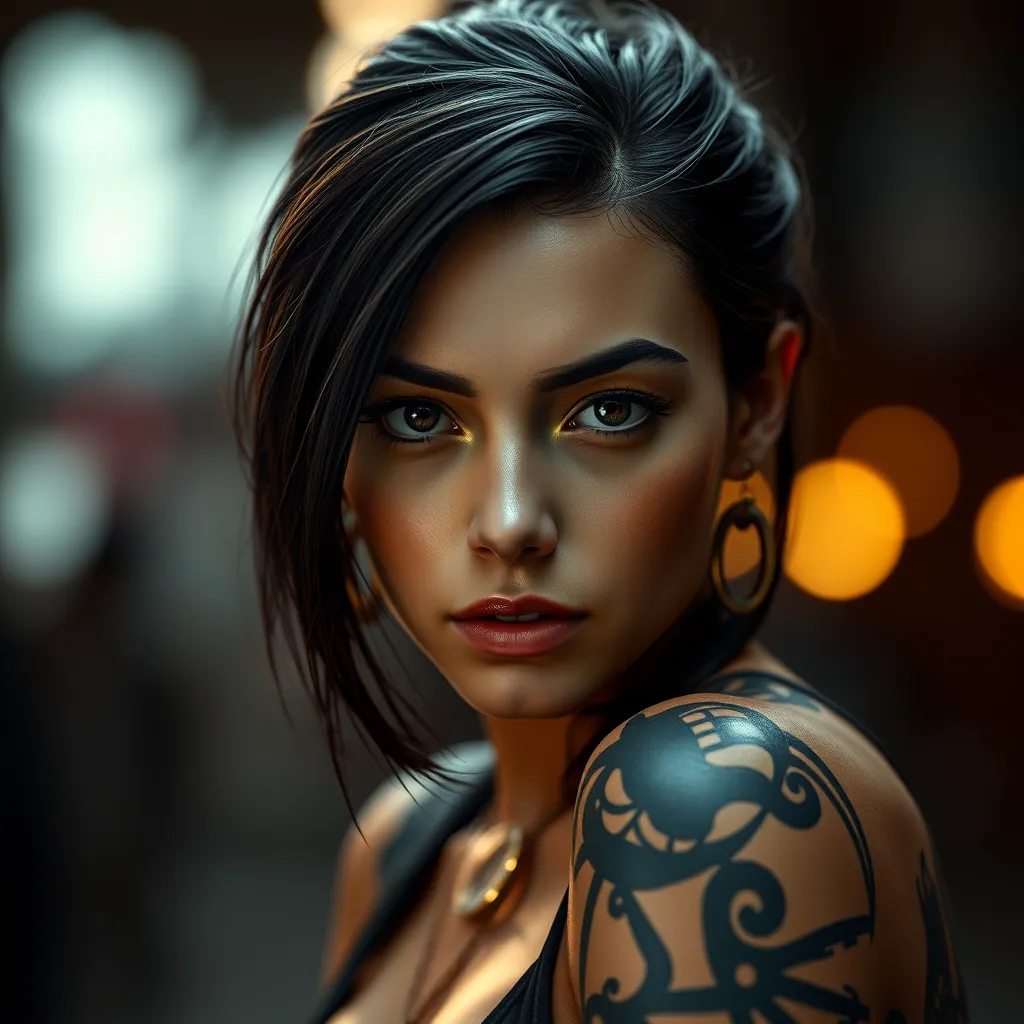 Matte portrait of Cassandra Cain with tattoos