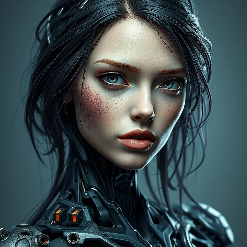 Alluring highly detailed matte portrait of a beautiful cyborg in the style of Stefan Kostic