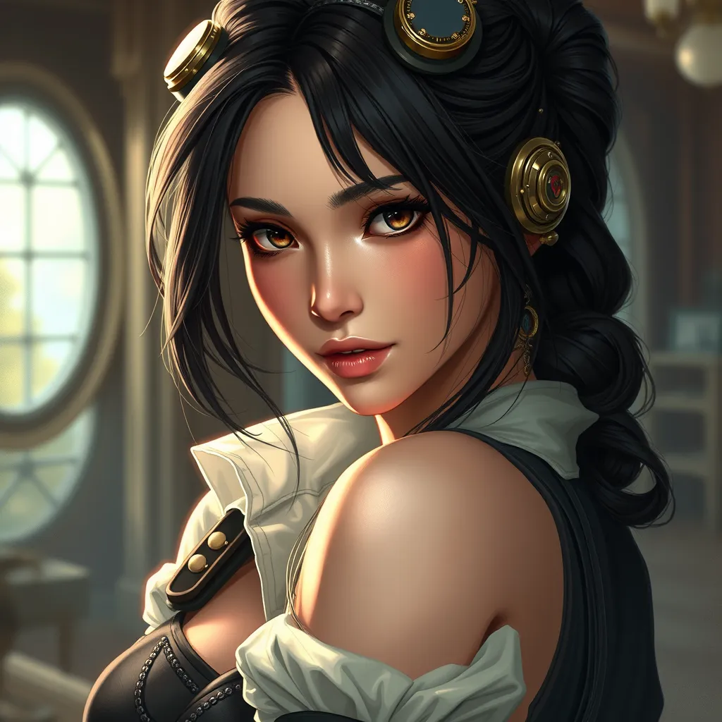 Steampunk portrait of the Beautiful Tifa Lockhart from Final Fantasy