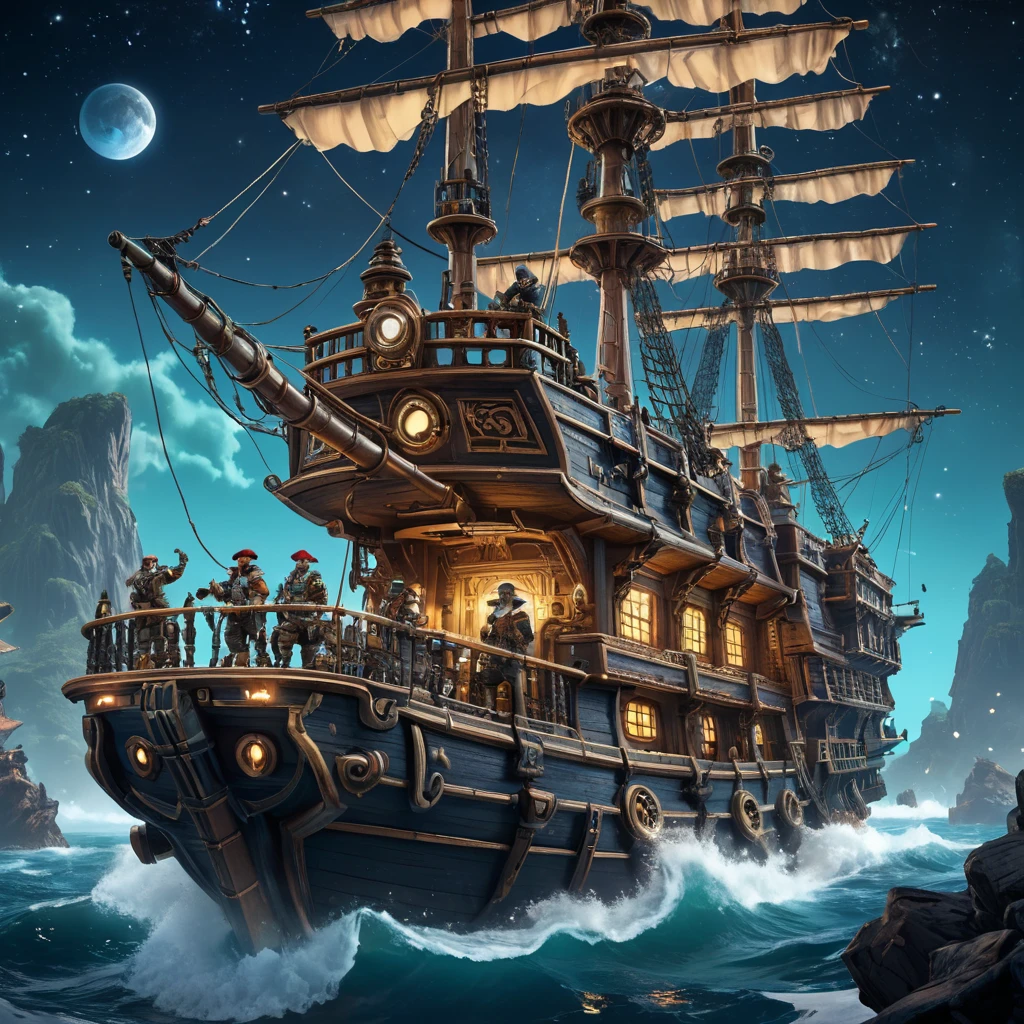 Game characters from Apex Legends fighting on a Pirate Ship