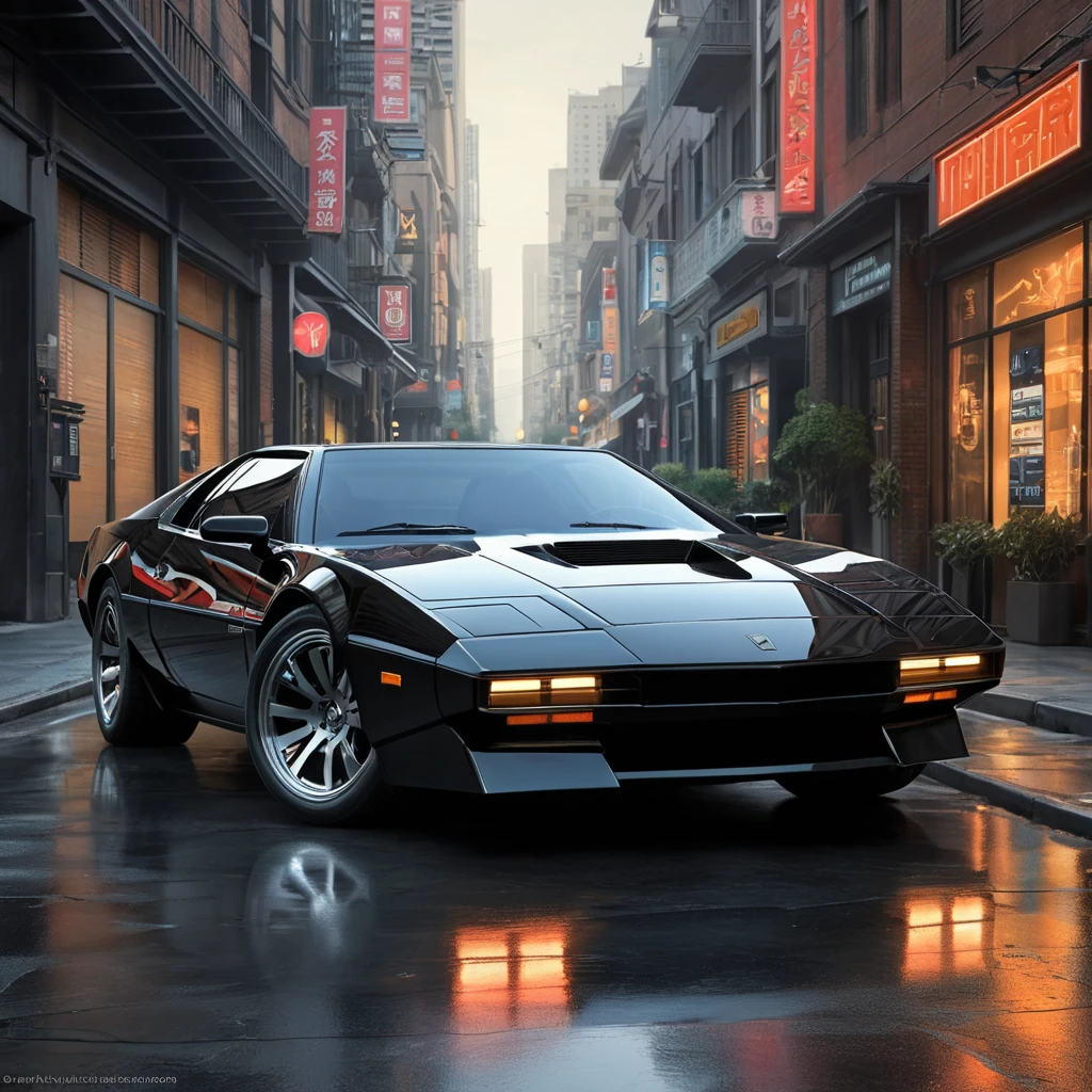 Futuristic KITT from Knight Rider, an advanced, artificially intelligent, self-aware, and nearly indestructible car