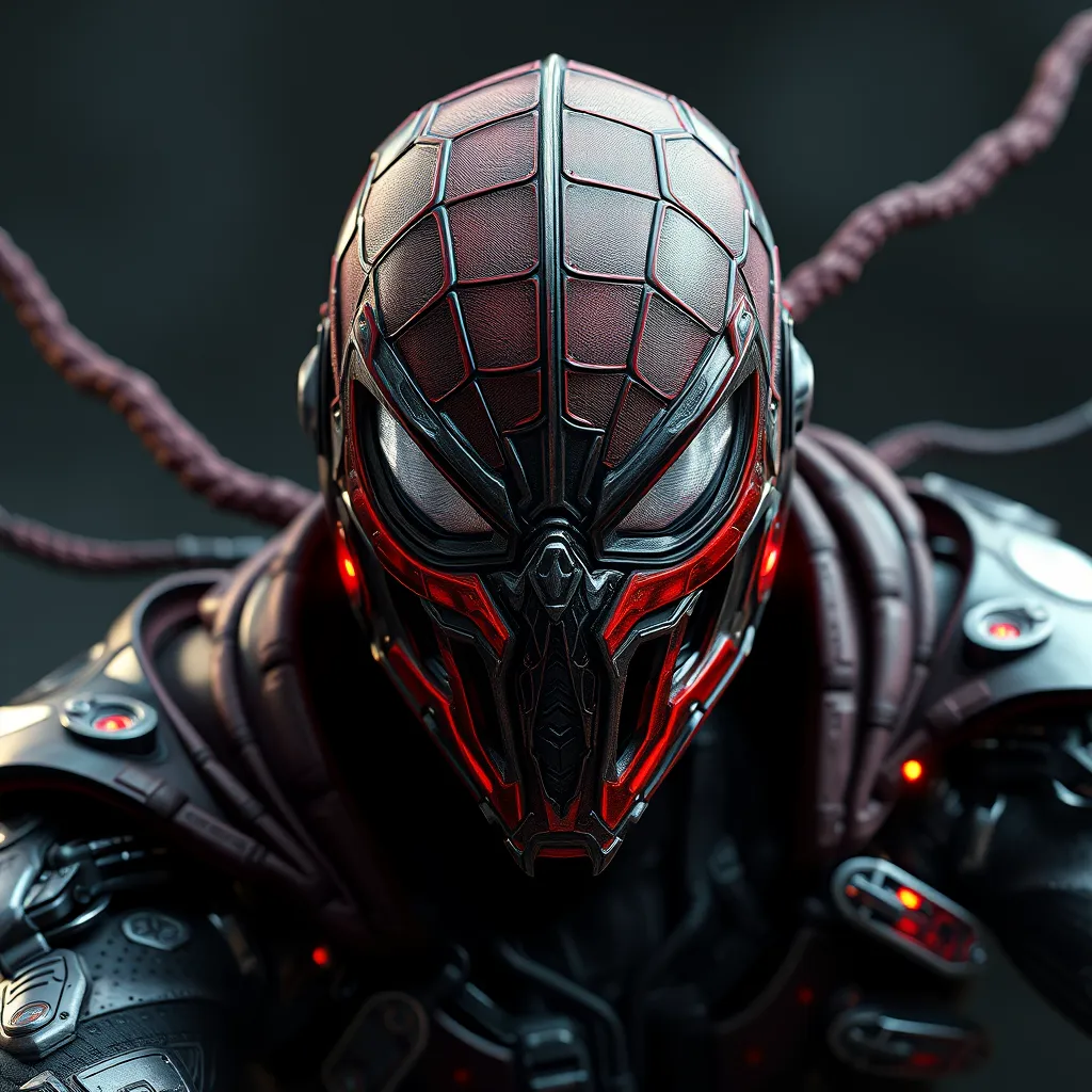 Evil cybernetic spiderman as a mortal kombat character, advanced graphics