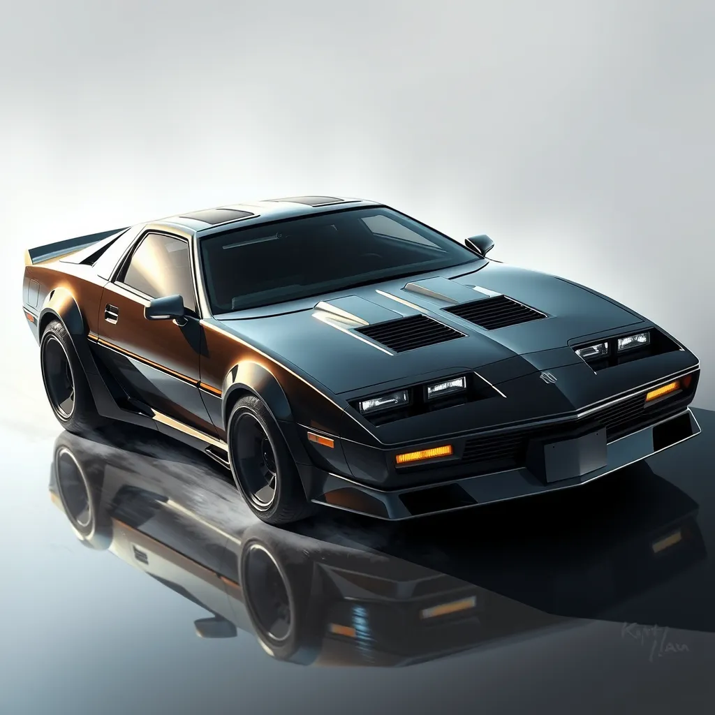 Futuristic KITT from Knight Rider, an advanced, artificially intelligent, self-aware, and nearly indestructible car