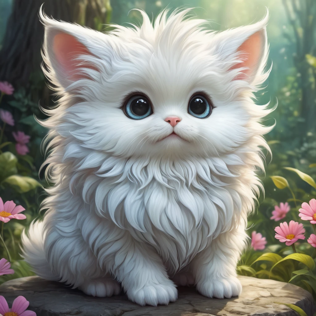 CUTE AND ADORABLE FLUFFY cute creature FANTASY, DREAMLIKE, SURREALISM, SUPER CUTE