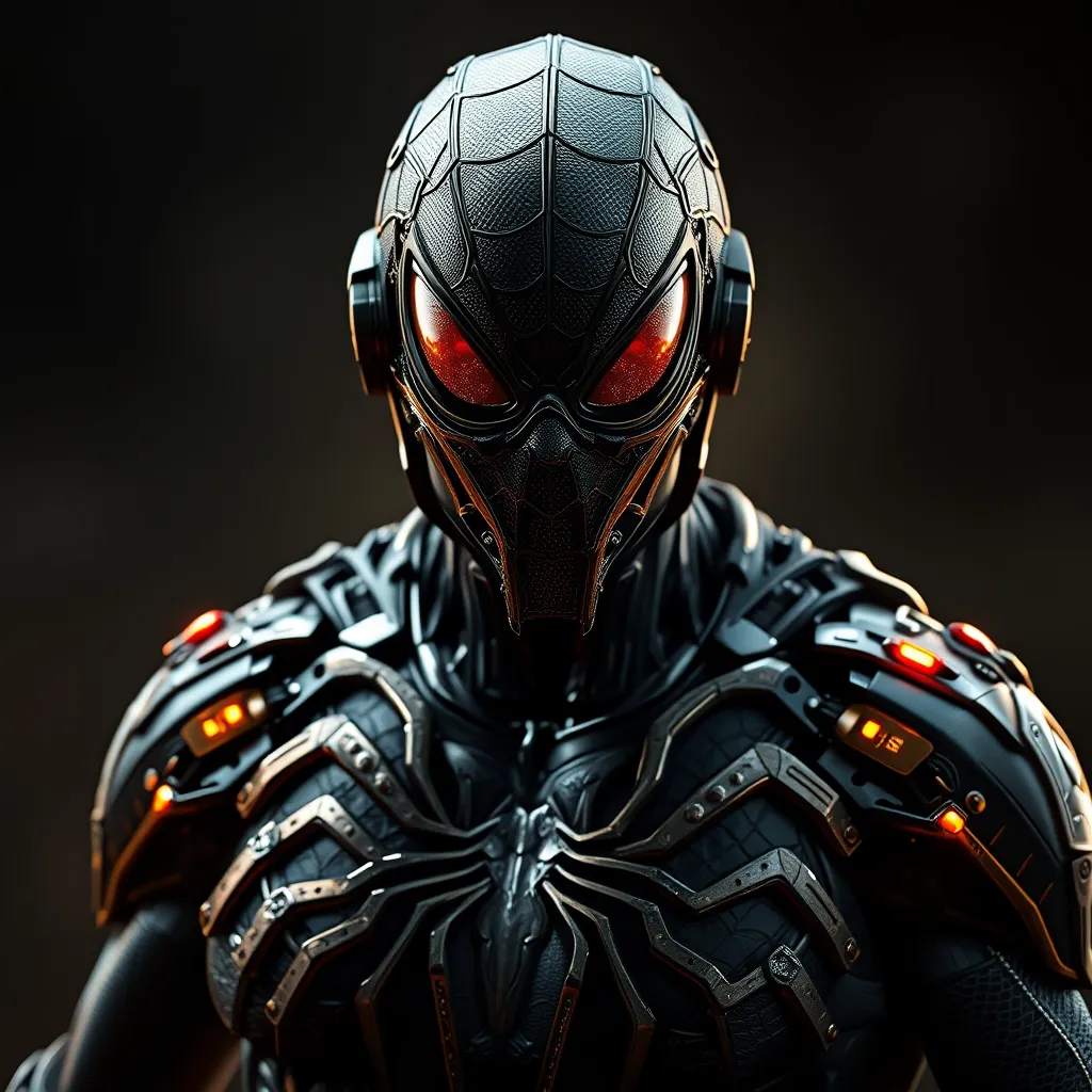 Evil cybernetic spiderman as a mortal kombat character, advanced graphics