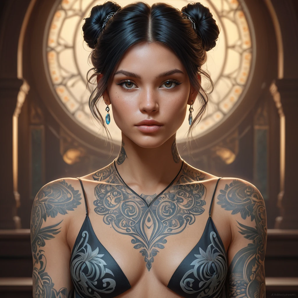 Matte portrait of Lyx with tattoos