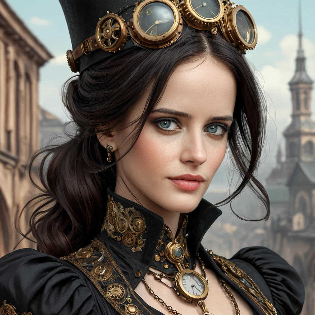 Steampunk portrait of Eva Green