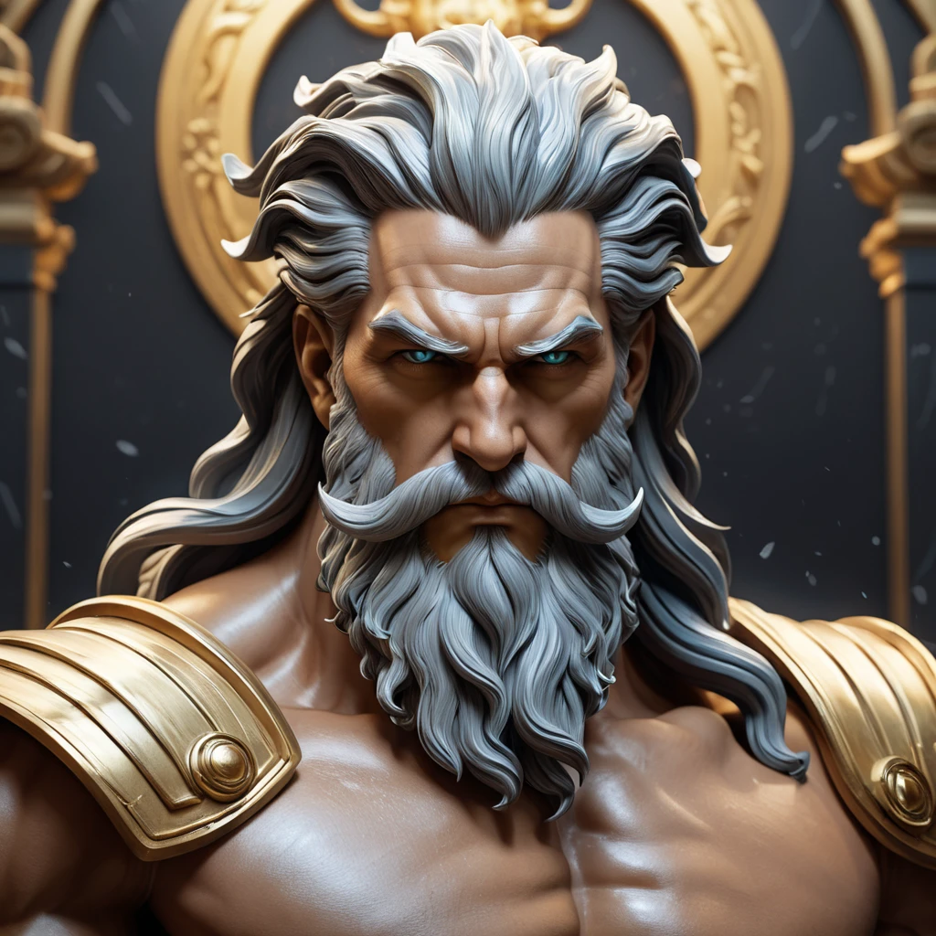 Matte portrait of a fierce God Zeus